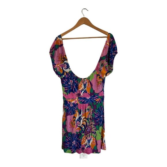 TIBI Silk Blend Off The Shoulder Colorful Dress Size Small Cut Out - Picture 4 of 6